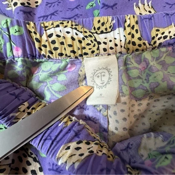 ANTHROPOLOGIE PRINTFRESH Violet Bagheera Cheetah Print Cropped Pajama Set Sz S - Picture 15 of 15